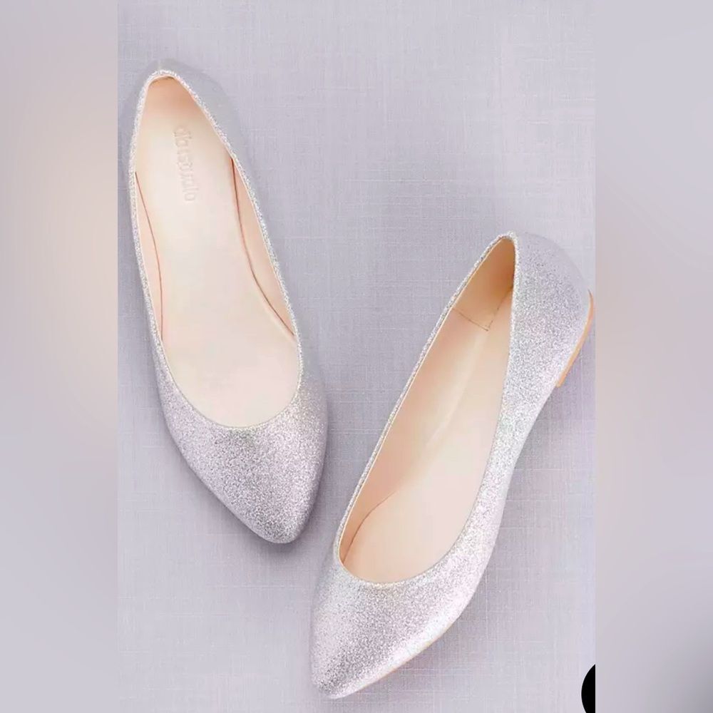 DB STUDIO Women’s Silver Glitter Ballet Flats size 7 W NWT